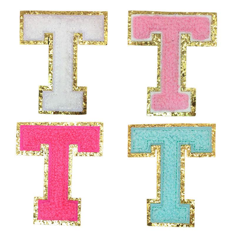 4Pcs Chenille Letters Patches Embroidery Iron On Letters Patch Appliques For Clothing Sticker Diy Accessories Large Size: 8.2Cm