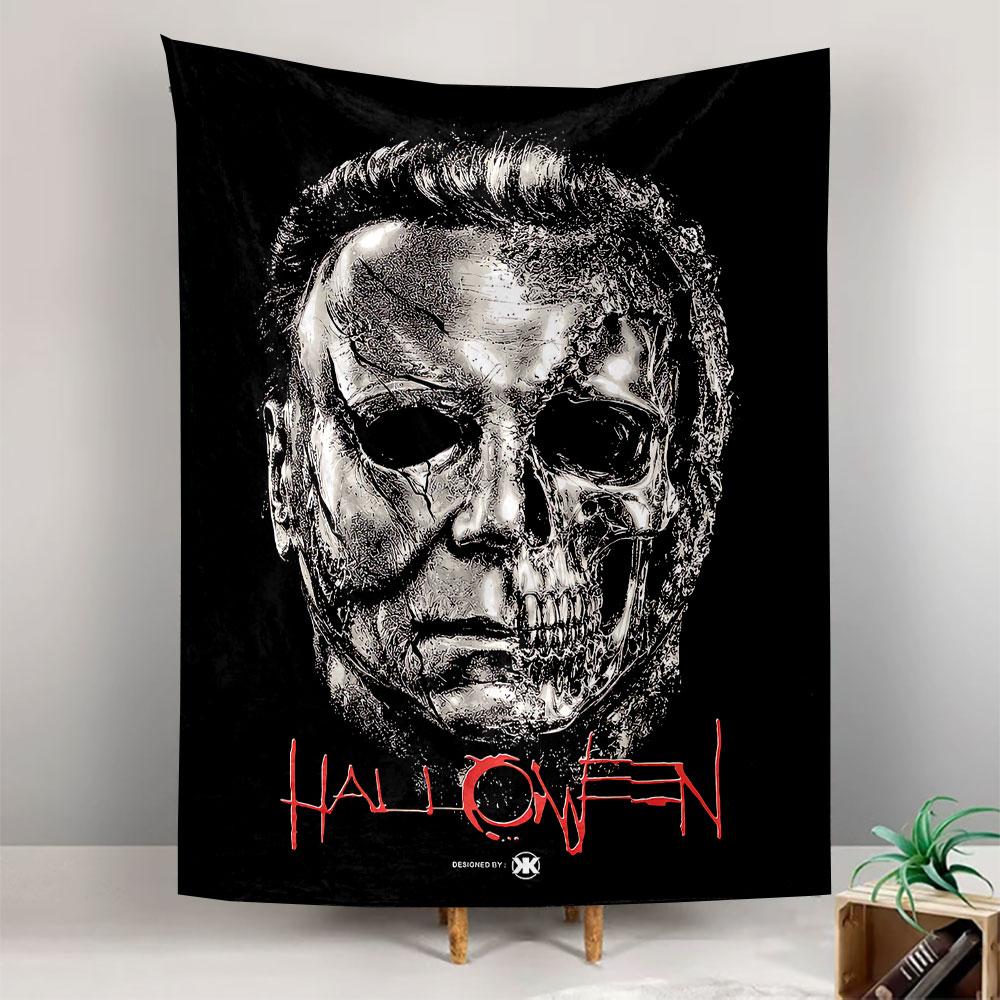 Halloween Movie Tapestry Wall Hanging, Horror Film Poster Art, Spooky Wall Decor for Bedroom Living Room Dorm