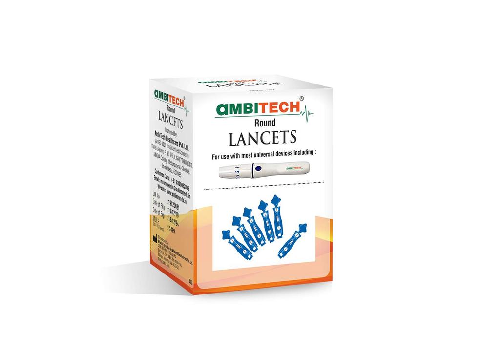 AmbiTech Painless Round Lancet Needle |100 Pieces| Pack Of 1| Made In India
