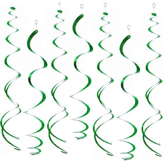 30Pc Gold and Black Party Party Swirl Decorations Foil Swirl Hanging Decoration Plastic Streamer for Ceiling 22 In