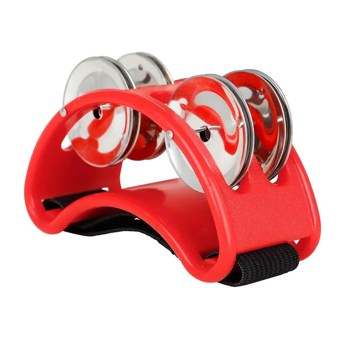 Foot Tambourine Musical Instrument Percussion Foot Drum Foot Shaker Musical Instrument for Singer Guitar Players KTV Party красный