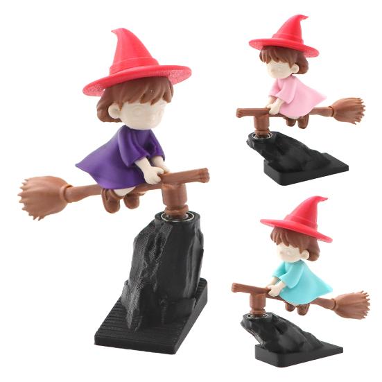 Witch Broomstick Dashboard Drift Ornaments Motion Activated Fun Drift Turn Car Dashboard Decor Mini Dynamic Interactive Automobile Interior Accessory