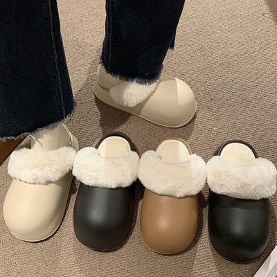 Pantoufles pour Femmes Douces Hiver Maison Imperméables Chaussures Peluche Coton Doux Pantoufles Maison Intérieur