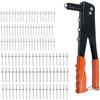 1 Set Pistol de nituit din aliaj de zinc Kit Scule pentru nituri pop portocalii cu 120 buc. nituri