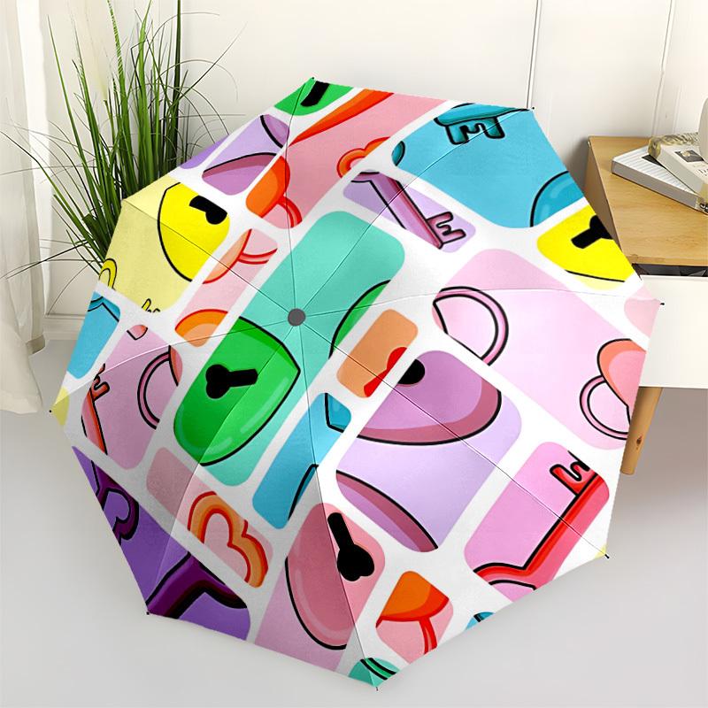 

1pc Key Lock Automatic Open/Close Folding Umbrella - Compact 8-Rib Design, Daily Use, Perfect Gift for Friends & Family yy260327083