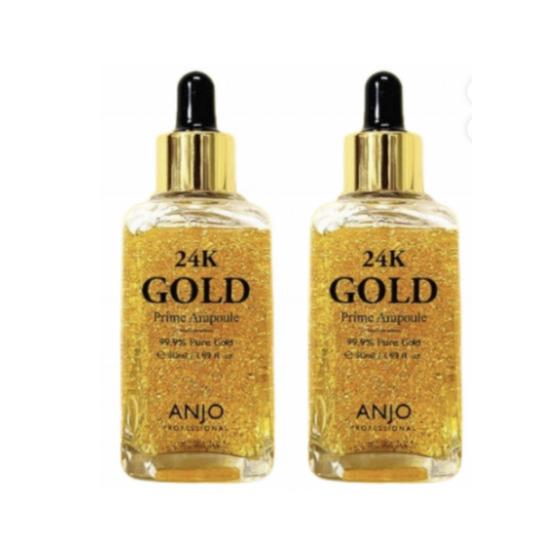 ANJO 24K Gold Ampoule Essence Brightening Wrinkle Care Set 50ml ×2