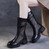 High Quality 5.5CM Air Mesh Genuine Leather Women Hollow Ankle Booties Sandals Shoes Platform Wedge Breathable Summer Fashion