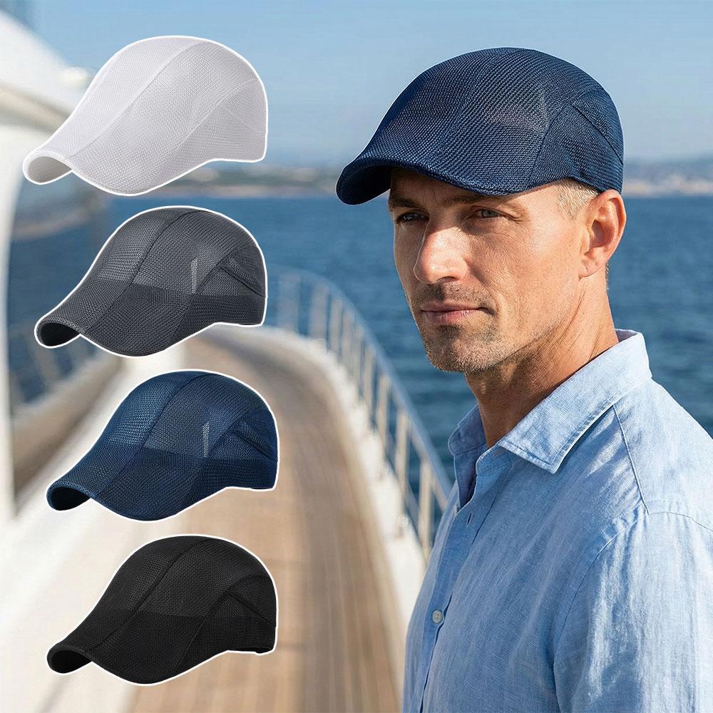 Men Women Mesh Breathable Newsboy Caps Summer Forward Cap Fashion Vintage Painter Hat Solid Color Artist Painter Hats Sun Hat