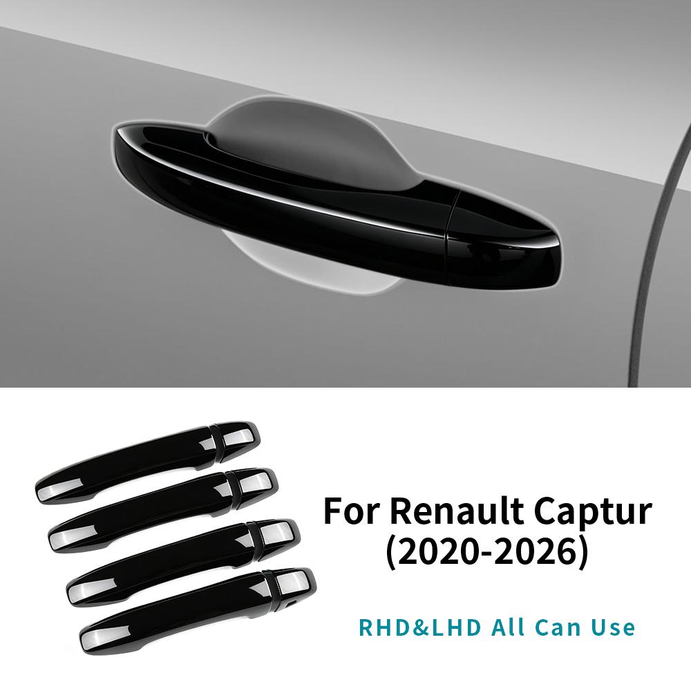 Car Exterior Door Handle Cover Trim Gloss Black Carbon Fiber LHD RHD For Renault Captur 2020-2026 Car Outer Styling ABS Trim