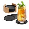 4pcs Functional 10cm Cup Mat Black Round Shape Silicone Coaster Non-Slip Surface Heat Resistant Table Placemat Tabletop