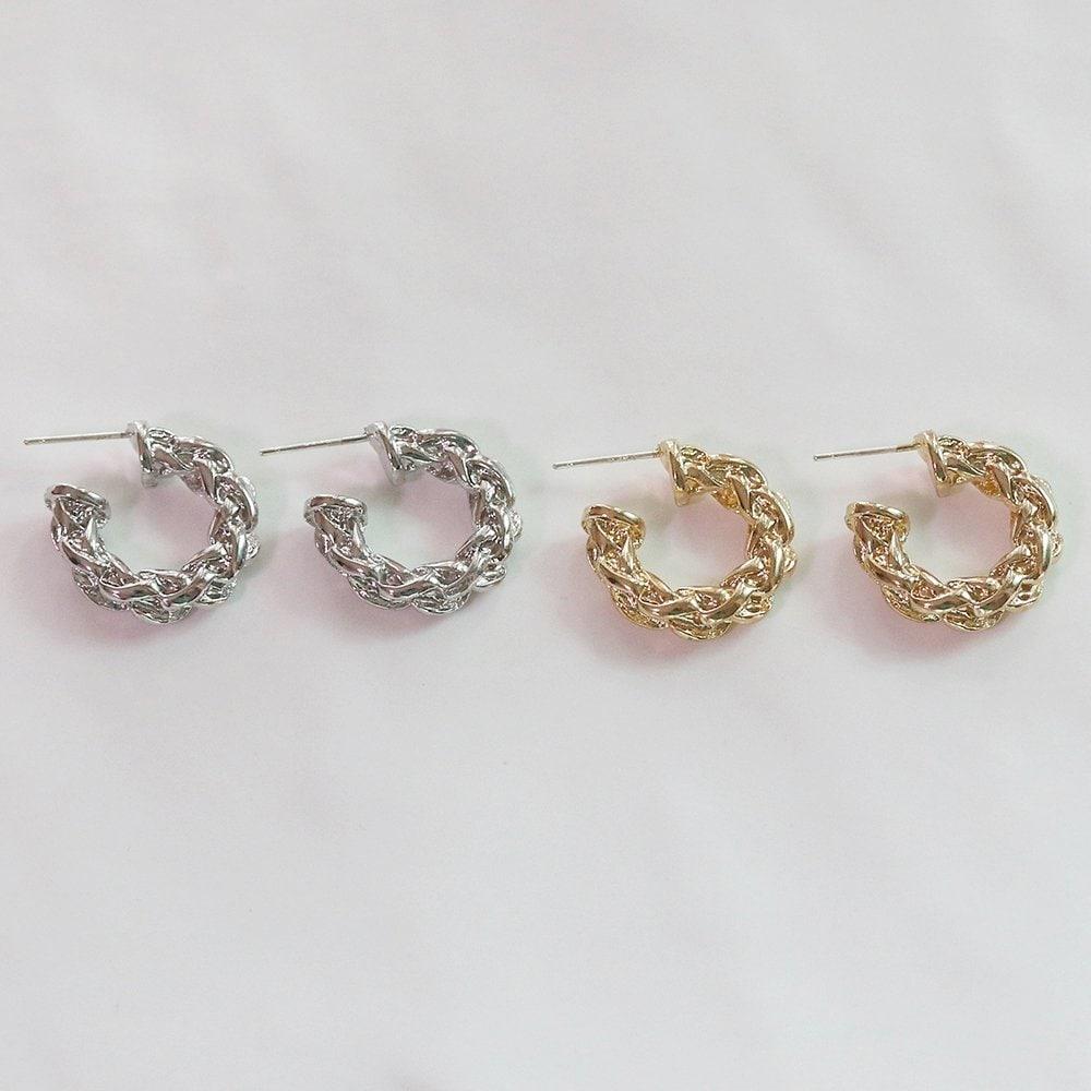 Sosa Gold Silver Twisted Twist Hoop Earrings
