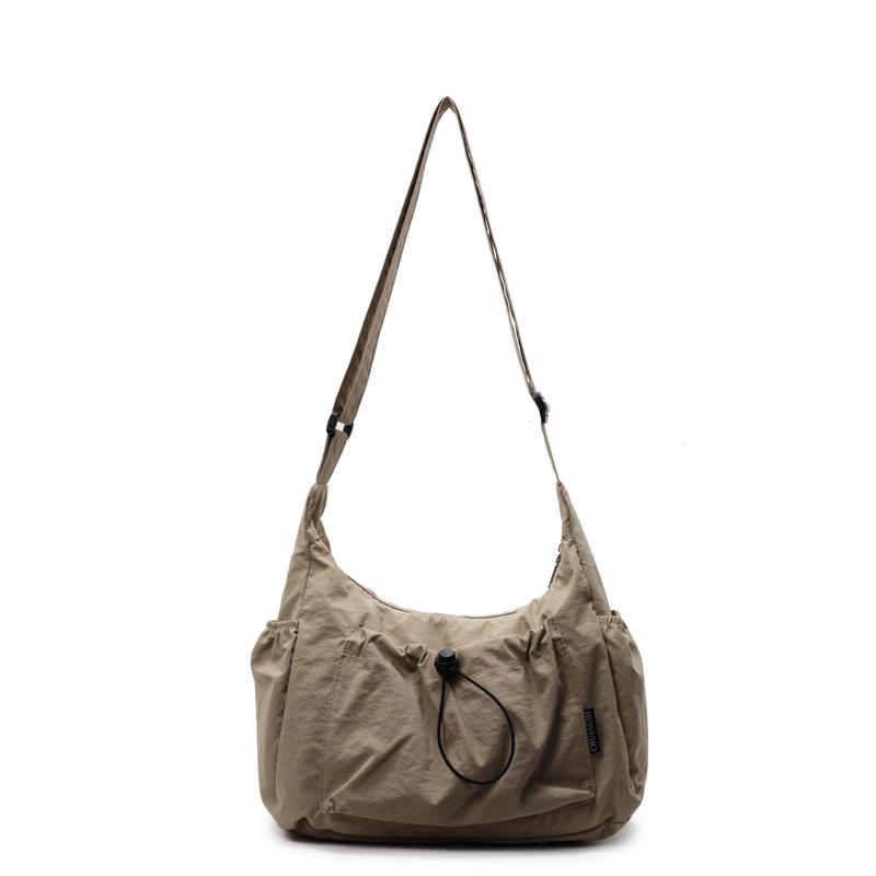 Pleated Drawstring Lightweight Bag Women's Sports Shoulder Bag Large Capacity Commuter Crossbody Bag