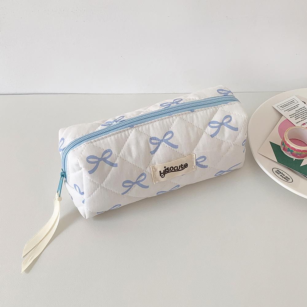 New Korean Bow Makeup Bags Woman Cosmetic Bag Portable Toiletry Bag Student Stationery Bag Pencil Case Makeup Brushes Organizer