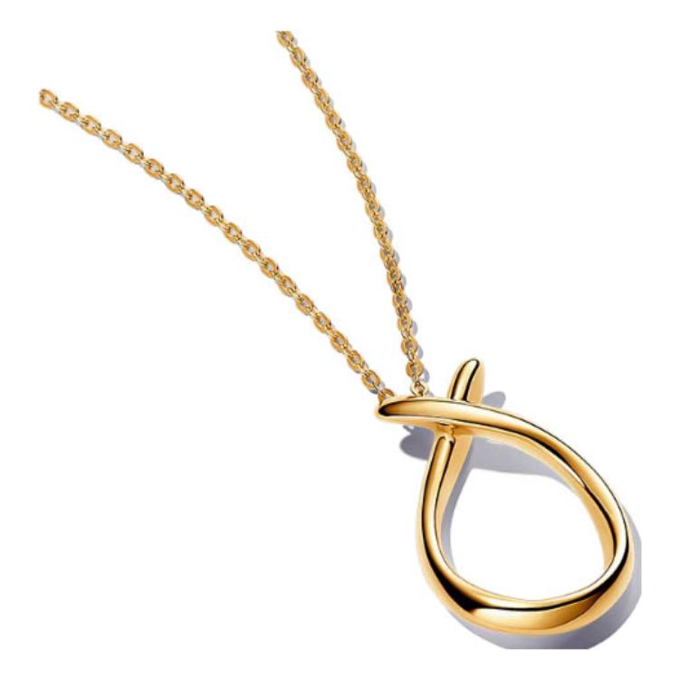 

Pandora Droplet Shaped Alloy Necklace Women necklaces Gold 363316C00 Box