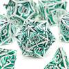7 Pcs Green Leaf Flower Metal Dice Hollow Metal Polyhedral Dice Set Suitable for Role-Playing RPG  Board Game Card Game