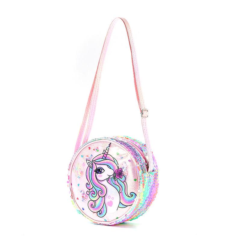 Glitter Rainbow Sequin Fanny Pack & Unicorn Crossbody Backpack for Girls