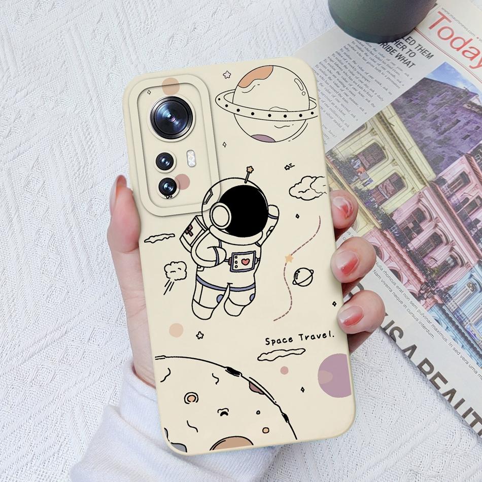 Case For Xiaomi 12 Pro Lite Ultra Cute Flower Astronaut Soft Liquid Silicone Anti Drop Phone Back Cover For Xiaomi12 Funda Capa