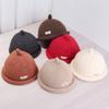 Solid Color Knitted Beanies Cap Rolled Edge Pacifier Cap Fashion Painter Hat  Autumn