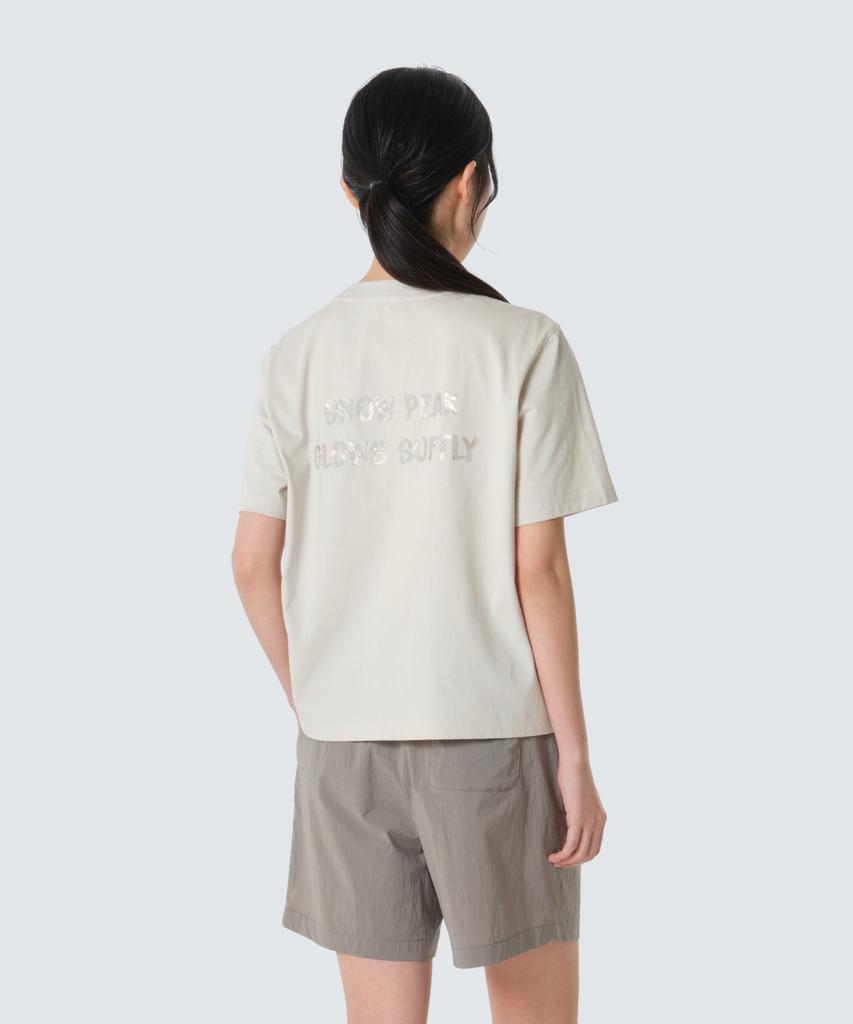 SNOWPEAK APPAREL Cotton Women'S Lettering Short Sleeve T-Shirt (S26Mwfts65) Light Beige