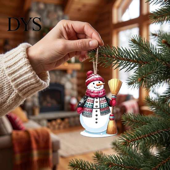 Natural Wood Christmas Ornaments for Festive Atmosphere 10/20/30Pcs Snowman Wooden Ornaments, Watercolor Slice Hanging Decor, Xmas Eco Friendly Winter