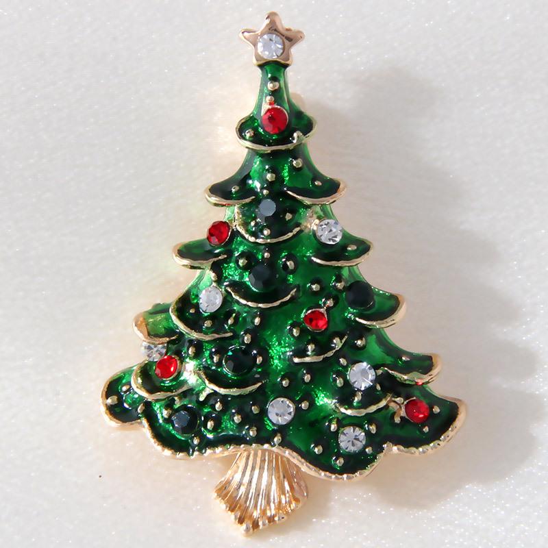 Sparkling Diamond Christmas Tree Brooch for Women