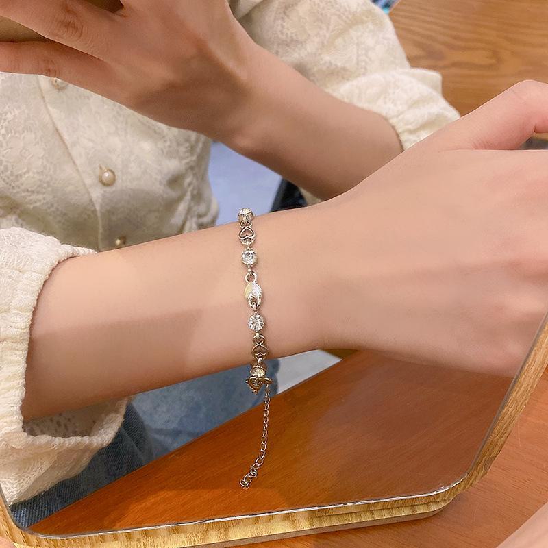 Sweet Love Zircon Bracelet: Trendy Korean Design, Versatile & Elegant Jewelry for Women