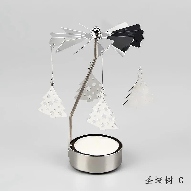 Metal Rotating Spinner Carousel Candle Tea Light Holder Table Rotating Transfer Windmill Decoration Home Elegance Candle Holder
