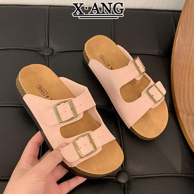 

Frosted leather retro soft-soled slippers women s summer wear new versatile thick-soled one-word cool slippers 40