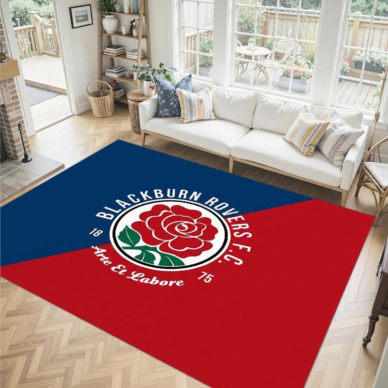Blackburn Rovers Football Design Crystal Velvet Carpet Cozy Non?Slip Printed Rug For Bedroom Living Room Entrance
