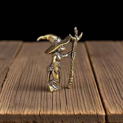 Vintage Messing Frosch Zauberer Statue Desktop Ornament Metall Niedliche Figuren Miniaturen Heim- und Bürodekoration Autoornamente