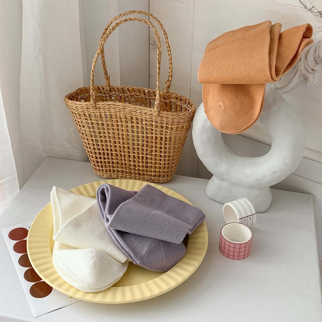 Pre-Autumn Basic Solid Color Mid-Leg Socks Sweet Morandi Color Simple Thin Cotton Socks