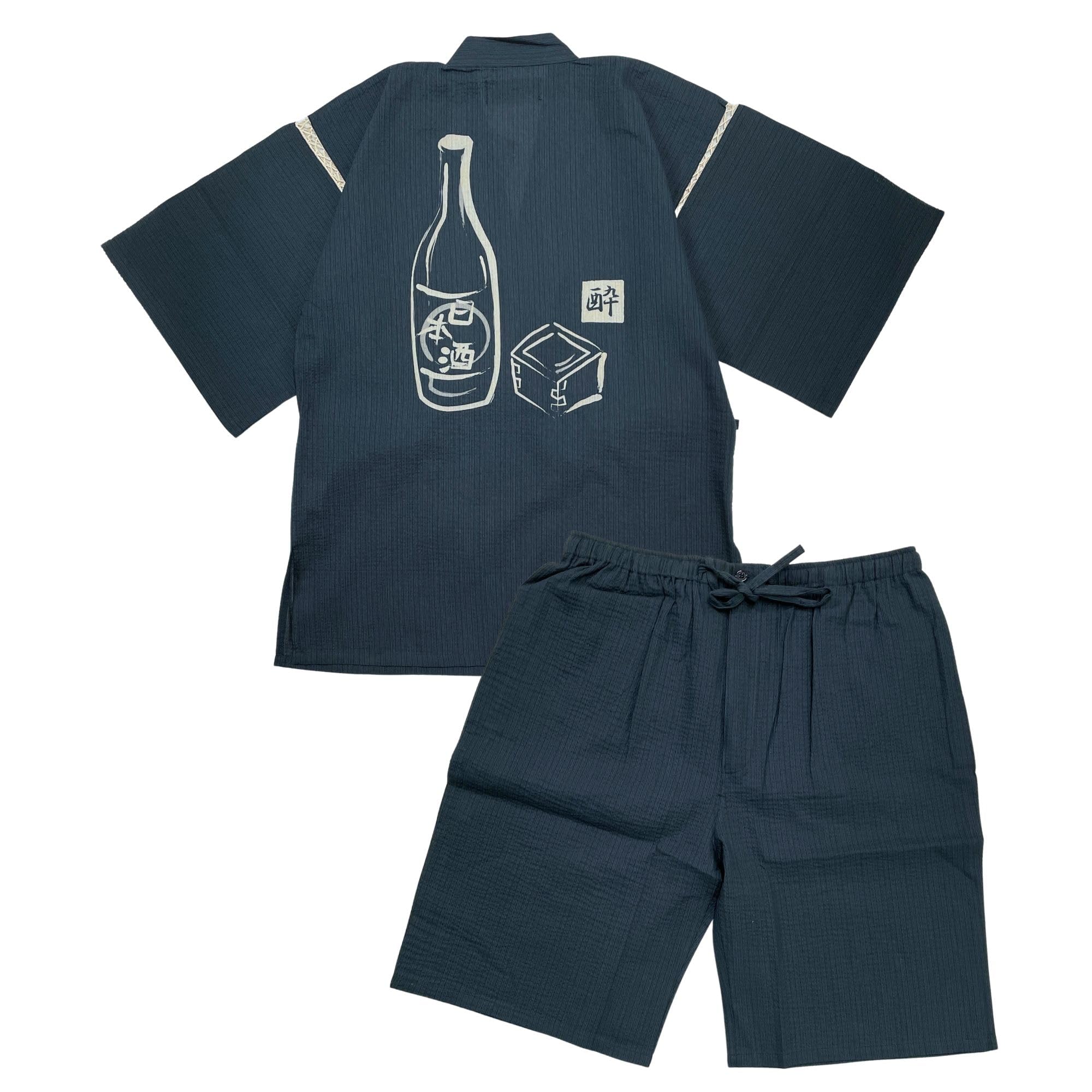 

Jinbei Shijira Weave Cool Summer Хлопок Discharge Printed Original Pattern Японский узор Sake Navy L [Edo Ten] 100%