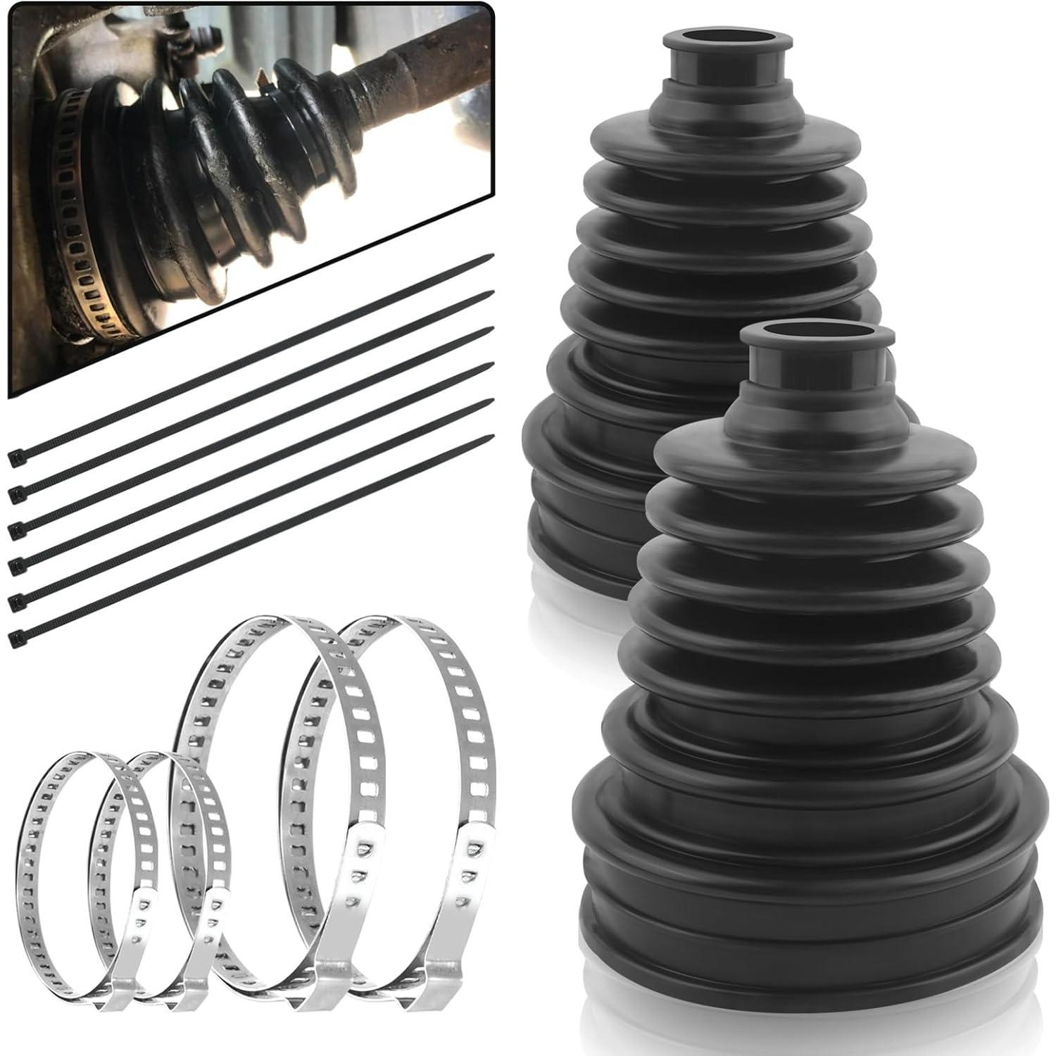 

2PCS CV Boot with 4 Stainless Steel Clamps & 6 Cable Ties,Waterproof & Dustproof CV Axle Boot Repair Kit for Protect Axle,Universal CV Joint Boot Fits X