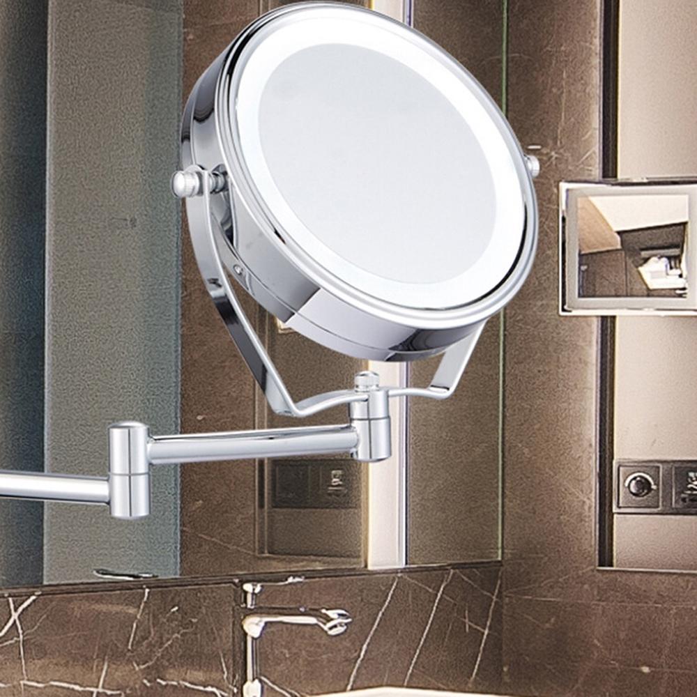 6inch 7X Magnifying LED Light Makeup Mirror Double Side Wall Mounted Folding Make Up Mirror Bathroom