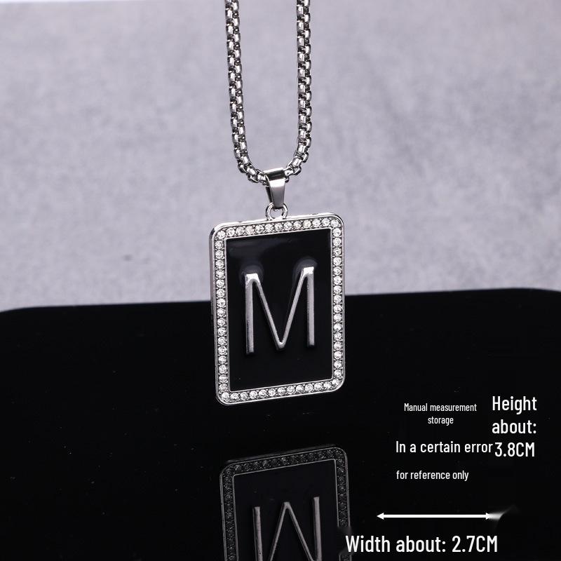 Trendy Cross-Border Rhinestone Pendant Necklace: Unisex Hip-Hop Style Stainless Steel Chain.