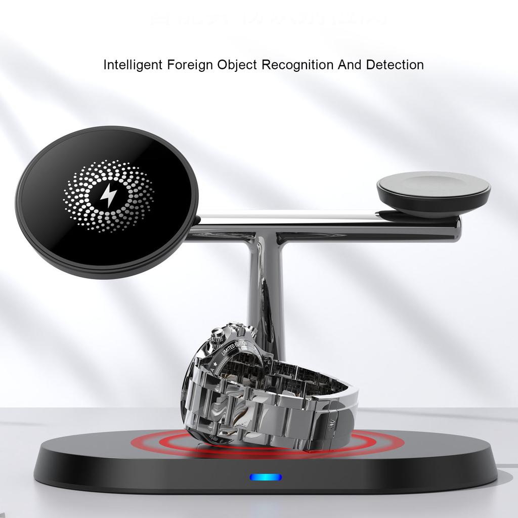 15W Wireless Charging Phone Stand 3 In 1 Multifunctional Charging Station Magnetic Fast Charging Station Travel Charger Stand