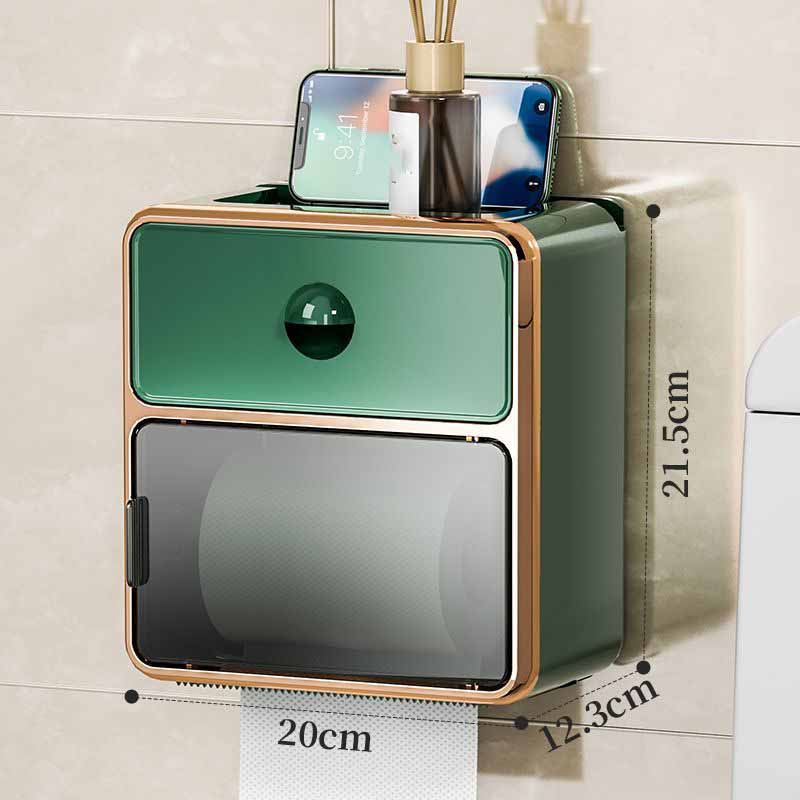 

Коробка для туалетной бумаги Туалетная бумага Коробка для туалетной бумаги Водонепроницаемый перфорированный ящик для туалетной бумаги зелёный