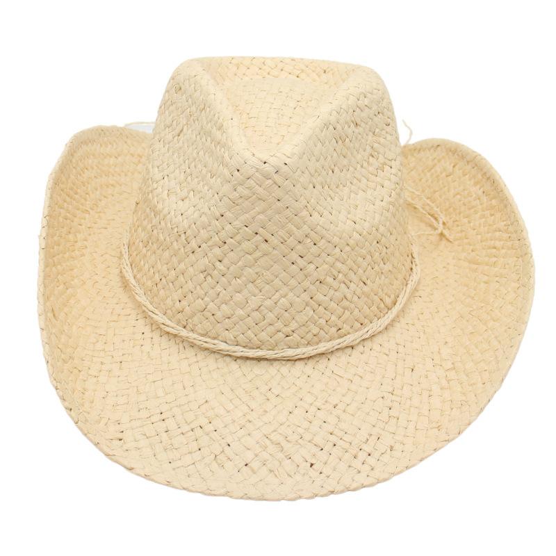White Beach Hat Knight Western Cowboy Straw Hat Sunscreen Visor Mesh Jazz Hat Men'S And Women'S