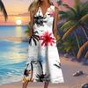 European and American summer new women's clothing, fashionable pocket V-neck striped sleeveless casual dress