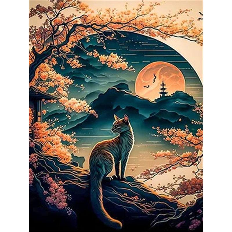 

DIY Алмазная картина Милый котенок Набор для вышивки крестом Мозаичное искусство Алмазная картина Полный круг/квадрат Алмазное украшение для дома Round 30x40cm