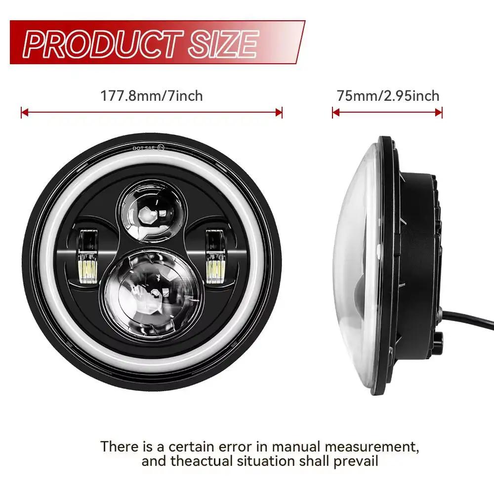 Universal 7 Inch Led Car Motorcycle Headlight DRL H4 Headlamp For Harley BMW Yamha Honda 7" Headlight