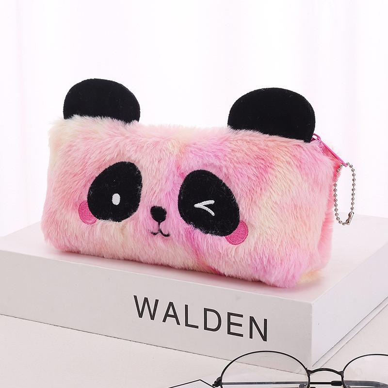 New Plush Gradient Panda Pencil Case Cute Cartoon Storage with Large Capacity Student Stationery Festival Gifts