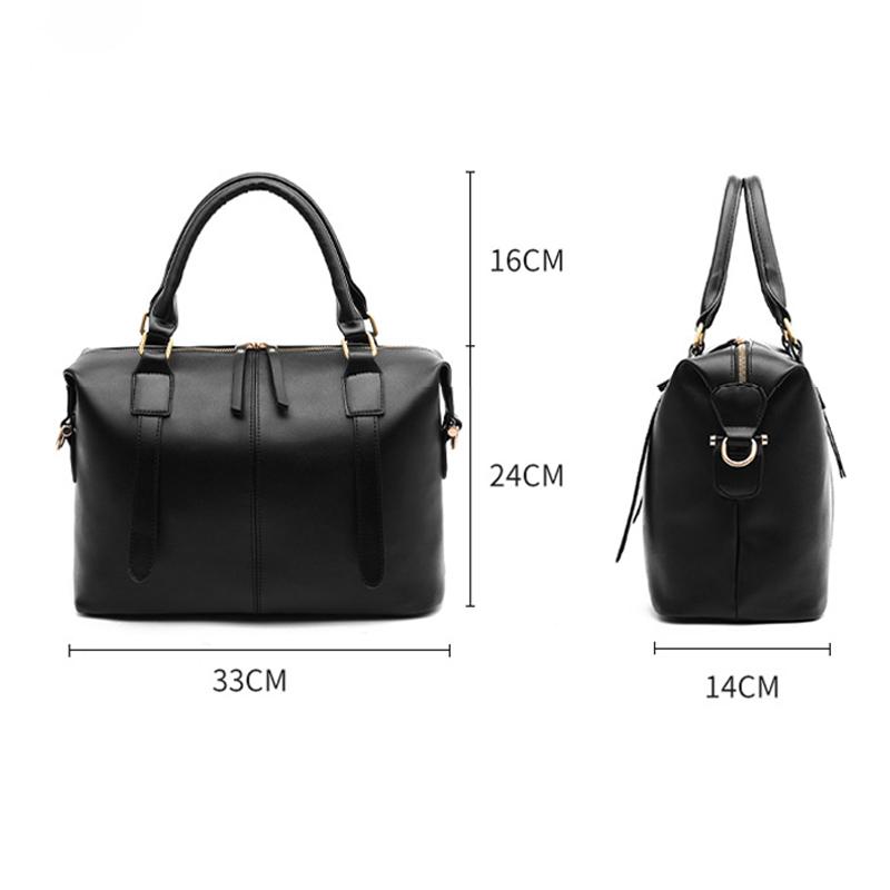 Messenger Bags for Women PU Leather Top-handle Handbag Large Capacity Shoulder Bag Solid Color Classic Crossbody Bag Shopping