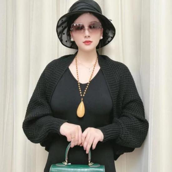 Autumn Winter Knitting Shawl Ribbed Trim Long Sleeve Open Front Shawl Wrap Solid Color Ribbed Trim Cozy Wrap