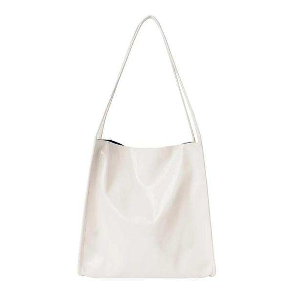 WTEMPO Solid Color Luxury Patent Leather Tote Bags Female Large Capacity Shoulder Bag Advanced Lady Top-handle Bag Shopping Bag Undearm Bag