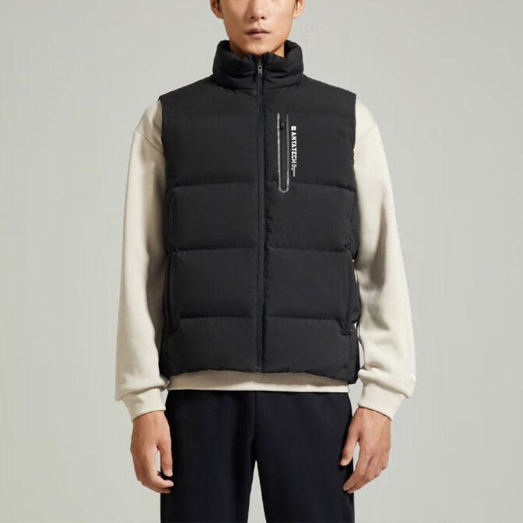 Anta Solid Color Zip Stand Collar Vest Men Vests Black 952247903-3