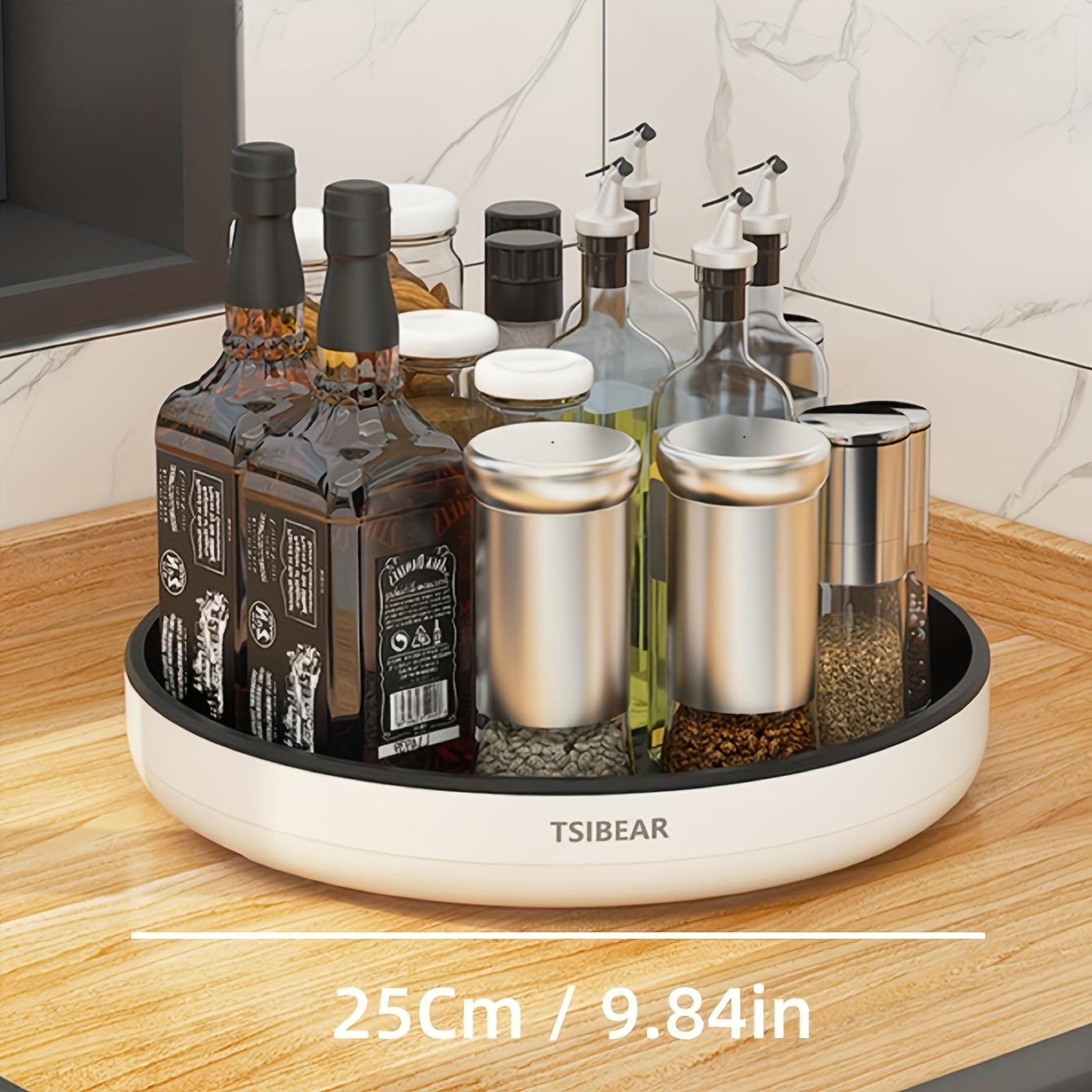 

360° Spice Turntable, Sliding Shelves Organizer. Compact, Rotating Rack for Kitchen Countertop Storage. 25cm&1-tier чорний