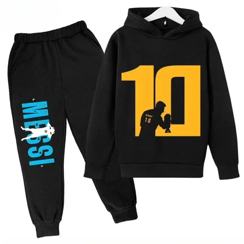 Messi Print Children's Set Sports Hoodie Pants Suit 2pcs Set Boys Girls Baby Kid Clothing Casual Fashion Autumn Winter Sportsuit