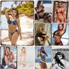 Pinup Bikini Girl Metal Tin Signs Wall Decoration Plaque Vintage Art Poster Iron Painting for Man Cave Home Cafe Garden Club Bar