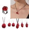 Funny Red Brain Pendant Necklace/Earings/Ring for Halloween Party Unique Heart Neckchain/Ear Drops Stylish Accessory